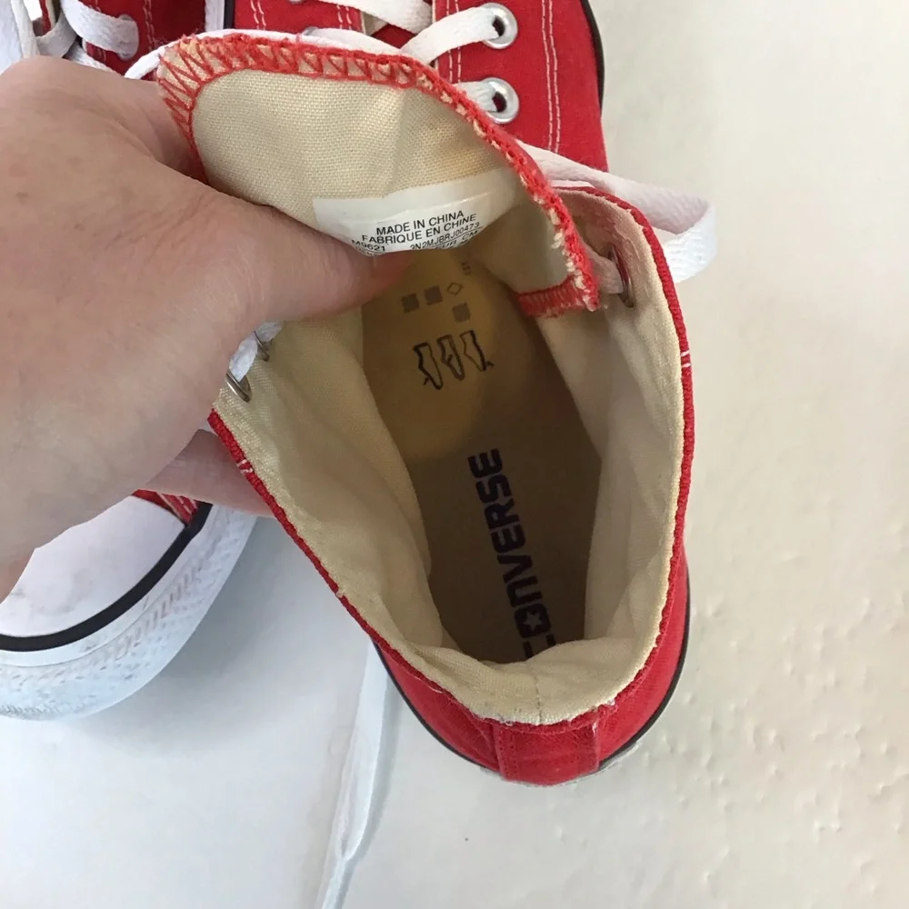 CONVERSE Unisex Women's Red High Top Chucks Sneakers 10 - Picture 9 of 10